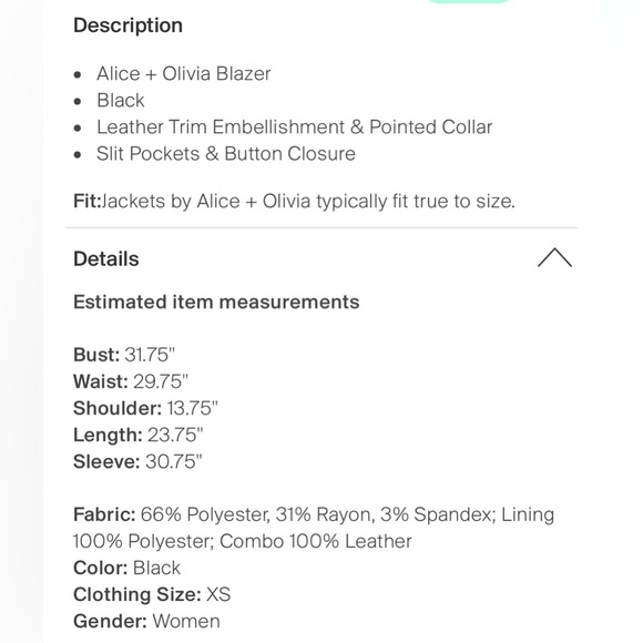 Alice + Olivia Blazer/Jacket - Black, XS - Picture 6 of 9